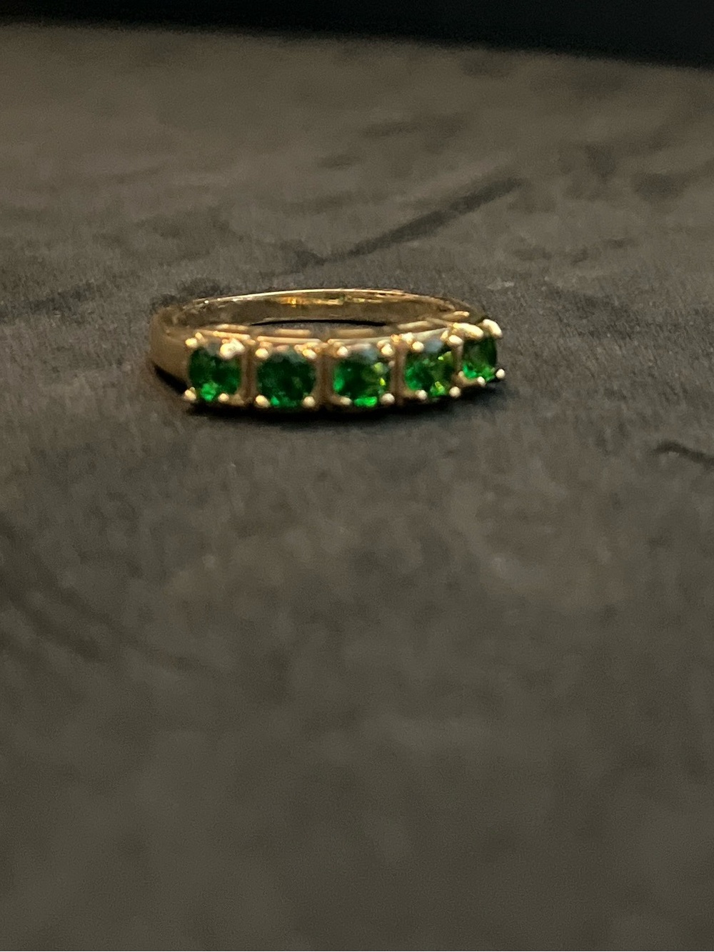 Gold Ring with Emerald Green Stones - Classic 5-Stone Band